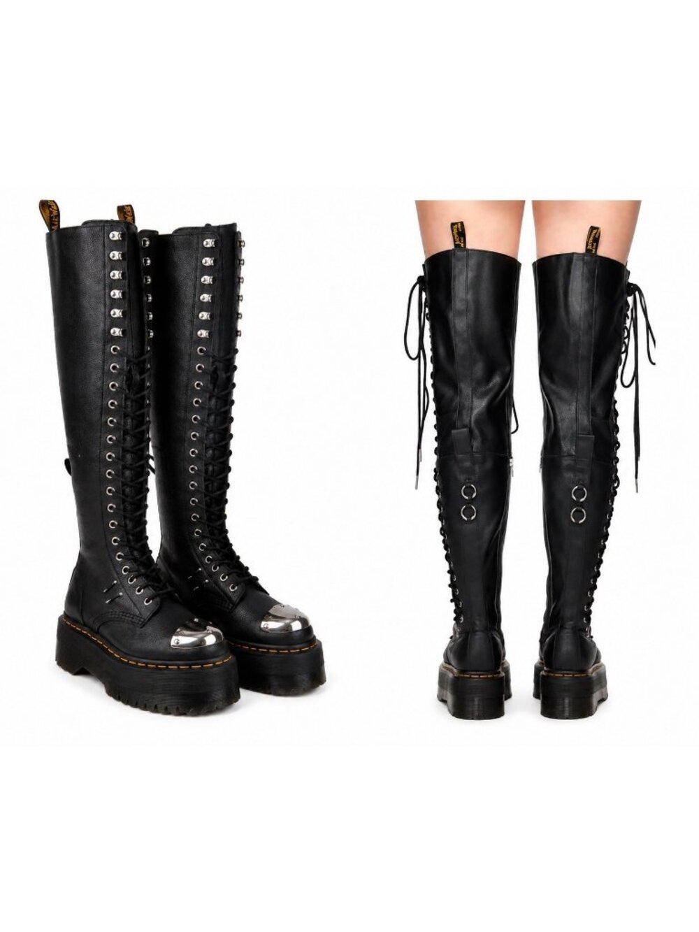 Dr. Martens 28-Eye XTRM Max Virginia Leather Size 6 Thigh High Platform Boots
